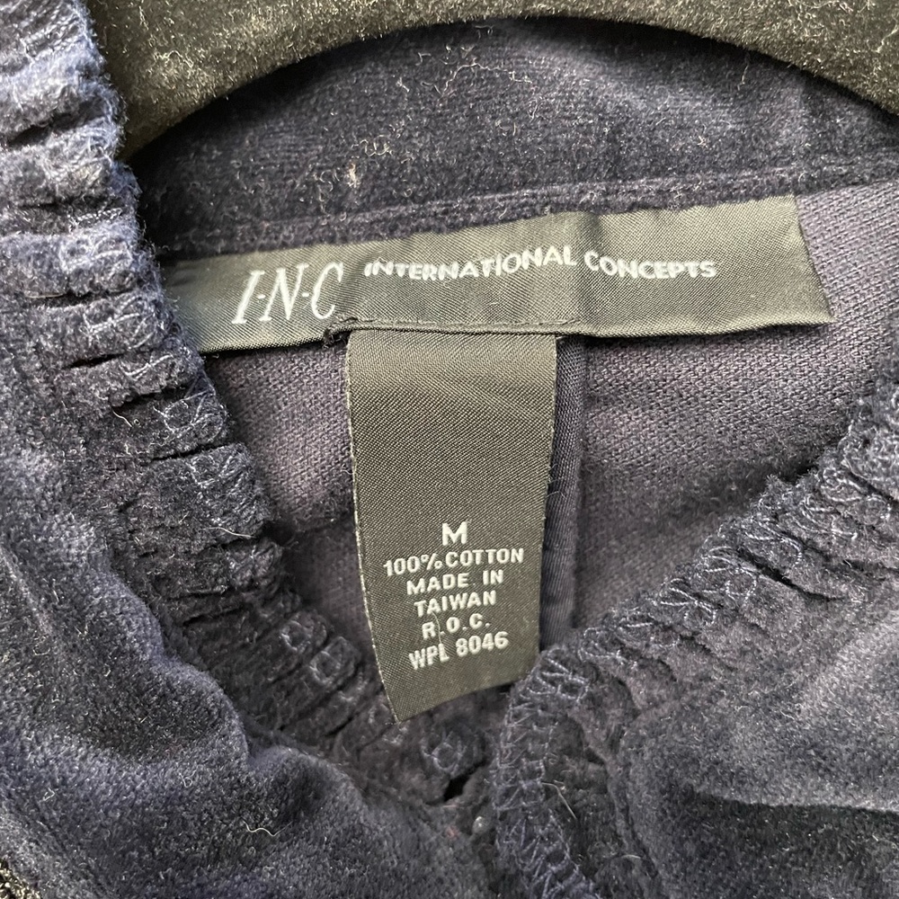 Medium INC Unique Blue Velvet and Black Brocade Jacket - Picture 9 of 10